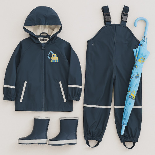 ست کاپشن و شلوار بارونی ضد آب پسرانه سایز 2 تا 4 سال