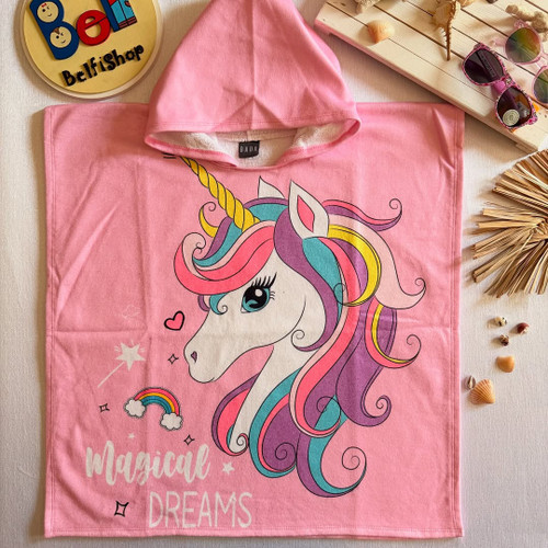 حوله پانچو دخترانه صورتی