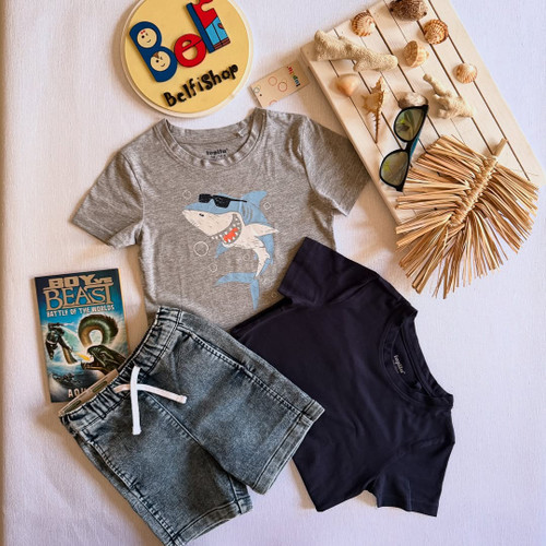 ست پک دو تایی تیشرت تمام نخ و شلوارک جین