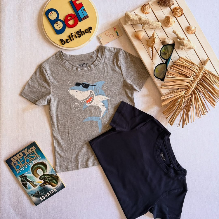 ست پک دو تایی تیشرت تمام نخ و شلوارک جین